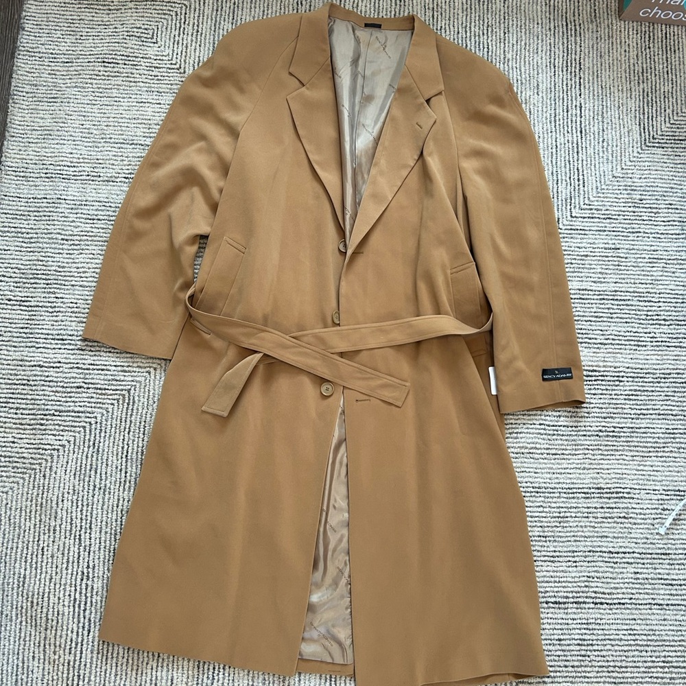 Stacey Adam’s Men's Camel Belted Overcoat size 50L longline